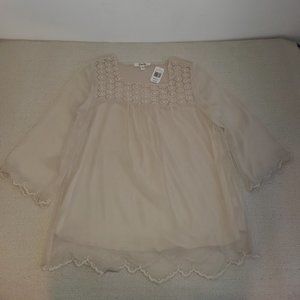 Krazy Kat - NWT Women's Taupe Flower Crochet Top M